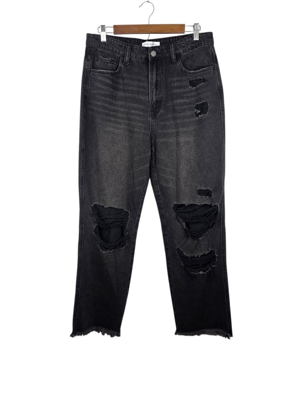 Flying Monkey High Rise Straight‎ Distressed Raw Hem Cotton Denim Jeans Size 30